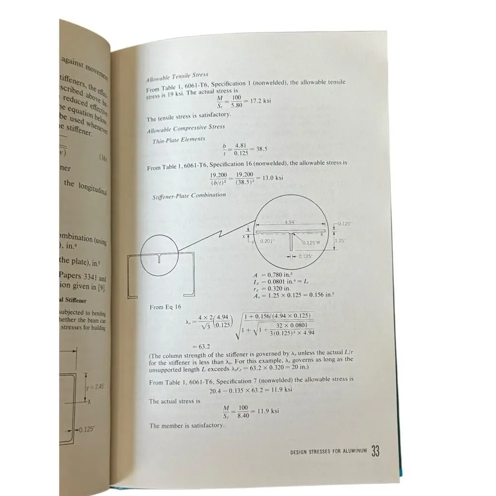 1966 Alcoa Handbook of Design Stresses For Aluminum Book Illustrated Engineering